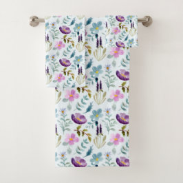 Blumenmuster Badetuch Set