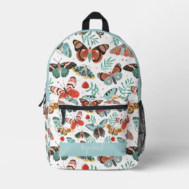 Blumenmuster Bedruckter Rucksack (Vorderseite)
