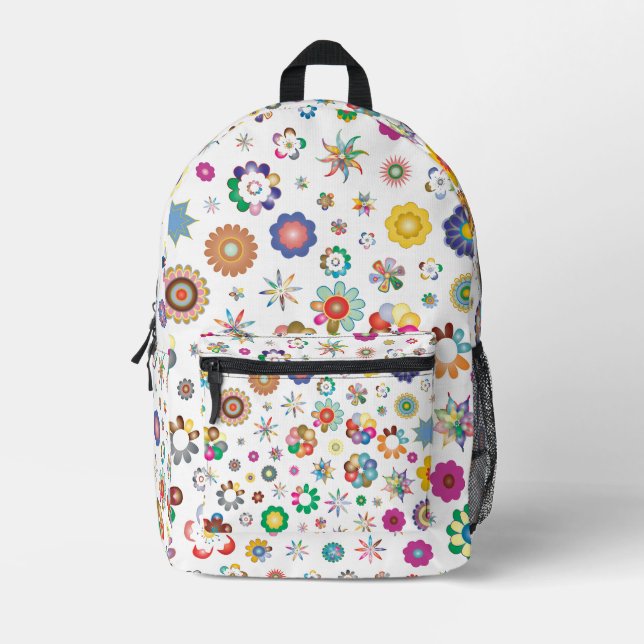 Blumenmuster Bedruckter Rucksack (Vorderseite)