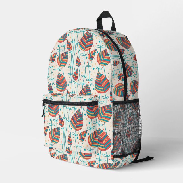 Blumenmuster Bedruckter Rucksack (Rückseitige Ecke Rechts)
