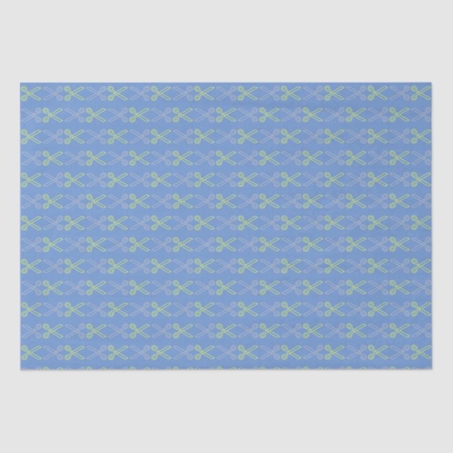 Blumenmuster Blau Gelb und Grau Schere Muster Seidenpapier (Vorderseite)