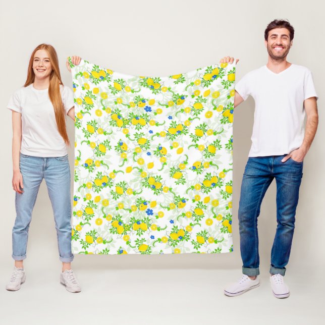 Blumenmuster Blau und Gelb Lemons Blumenmuster Fleecedecke (Beispiel)