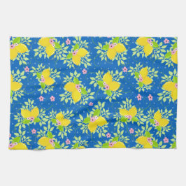 Blumenmuster Blau und Gelb Lemons Blumenmuster Geschirrtuch