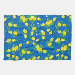 Blumenmuster Blau und Gelb Lemons Blumenmuster Geschirrtuch