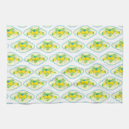 Blumenmuster Blau und Gelb Lemons Blumenmuster Geschirrtuch