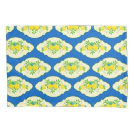 Blumenmuster Blau und Gelb Lemons Blumenmuster Kissenbezug