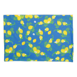Blumenmuster Blau und Gelb Lemons Blumenmuster Kissenbezug
