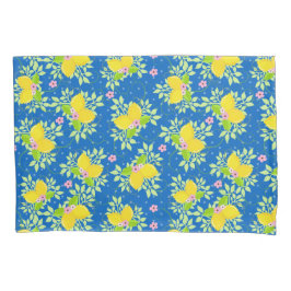 Blumenmuster Blau und Gelb Lemons Blumenmuster Kissenbezug