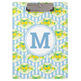 Blumenmuster Blau und Gelb Lemons Blumenmuster Klemmbrett