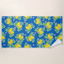 Blumenmuster Blau und Gelb Lemons Blumenmuster Strandtuch