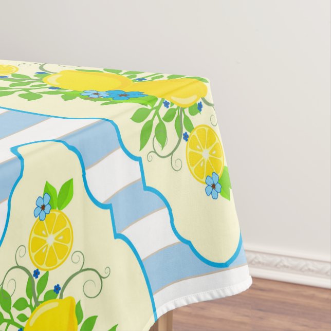 Blumenmuster Blau und Gelb Lemons Blumenmuster Tischdecke (Beispiel)