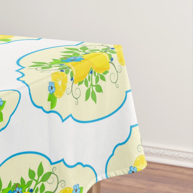 Blumenmuster Blau und Gelb Lemons Blumenmuster Tischdecke (Beispiel)