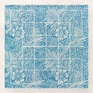 Blumenmuster Blau und Weiß Glasuntersetzer