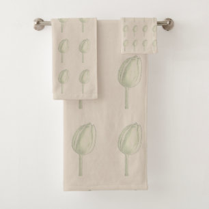 Blumenmuster Blume Grau Niedlich Cool Badhandtuch Set