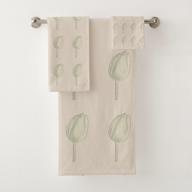 Blumenmuster Blume Grau Niedlich Cool Badhandtuch Set (Insitu)