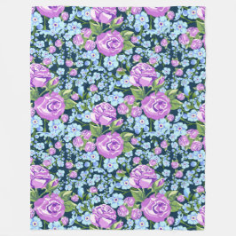 Blumenmuster-Blume in Vollblut Blau Lila Fleecedecke