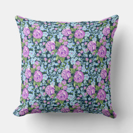 Blumenmuster-Blume in Vollblut Blau Lila Kissen