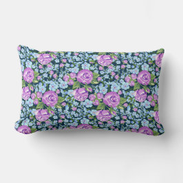 Blumenmuster-Blume in Vollblut Blau Lila Lendenkissen