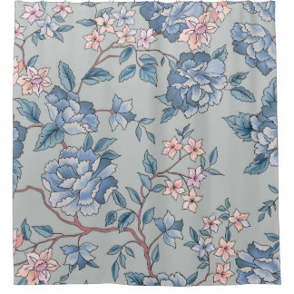 Blumenmuster. Blume nahtloser Hintergrund. Flouri Duschvorhang