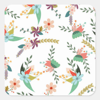 Blumenmuster-Blume Quadratischer Aufkleber