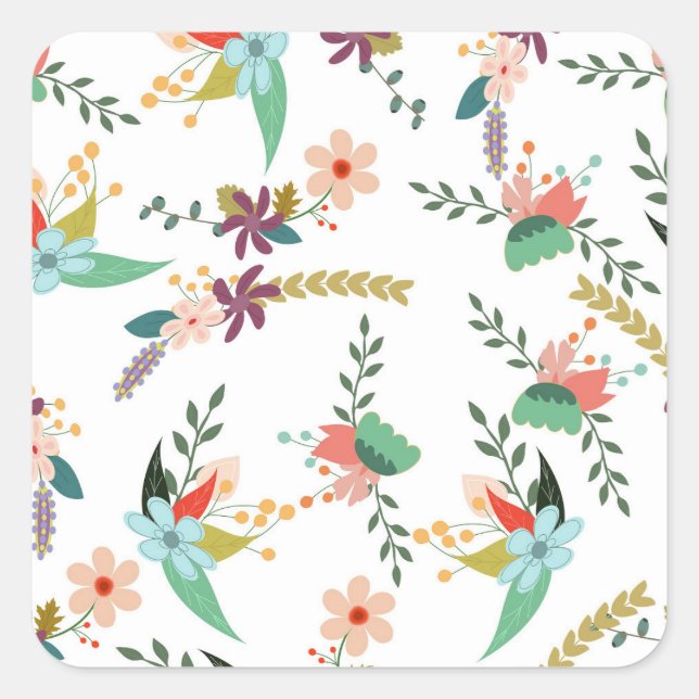 Blumenmuster-Blume Quadratischer Aufkleber (Vorderseite)