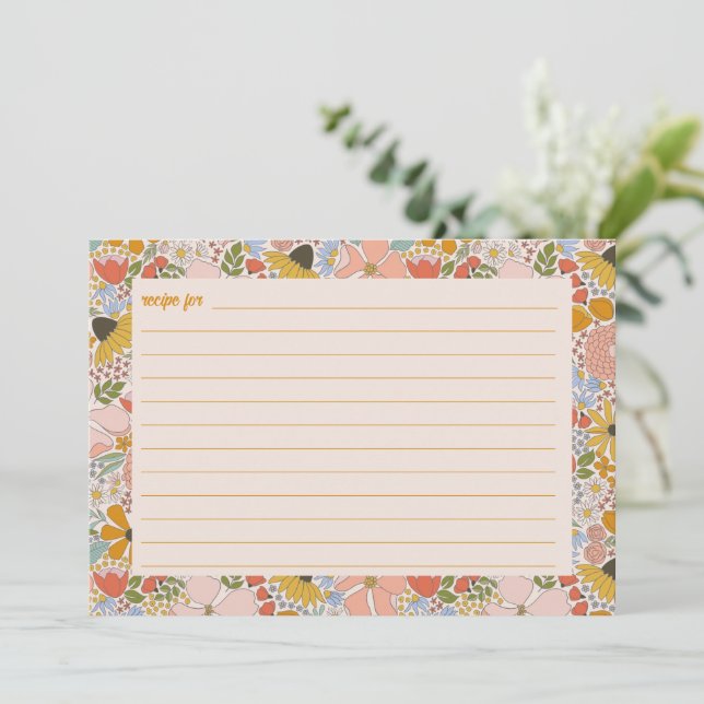 Blumenmuster-Brautparty-Rezept-Karte Dankeskarte (Stehend Vorderseite)