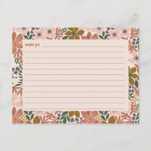 Blumenmuster-Brautparty-Rezept-Karte Postkarte