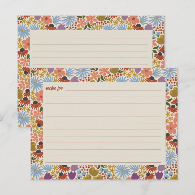 Blumenmuster-Brautparty-Rezept-Karte Postkarte (Vorne/Hinten)