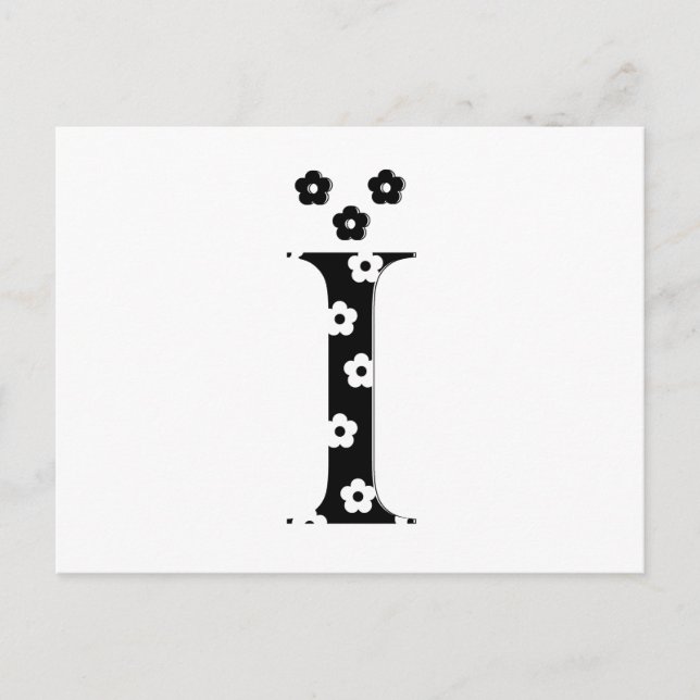 Blumenmuster Buchstabe I Postkarte (Vorderseite)