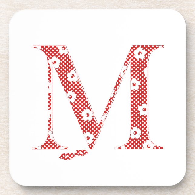 Blumenmuster Buchstabe M(rot) Untersetzer (Vorderseite)