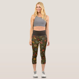 Blumenmuster Capri Leggings