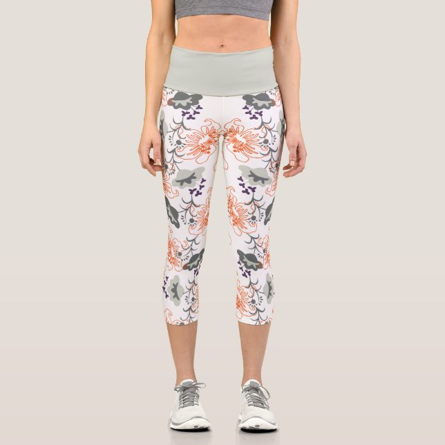 Blumenmuster Capri Leggings (Vorderseite)