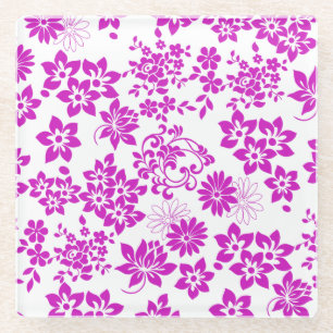 Blumenmuster D02.pink.b Glasuntersetzer
