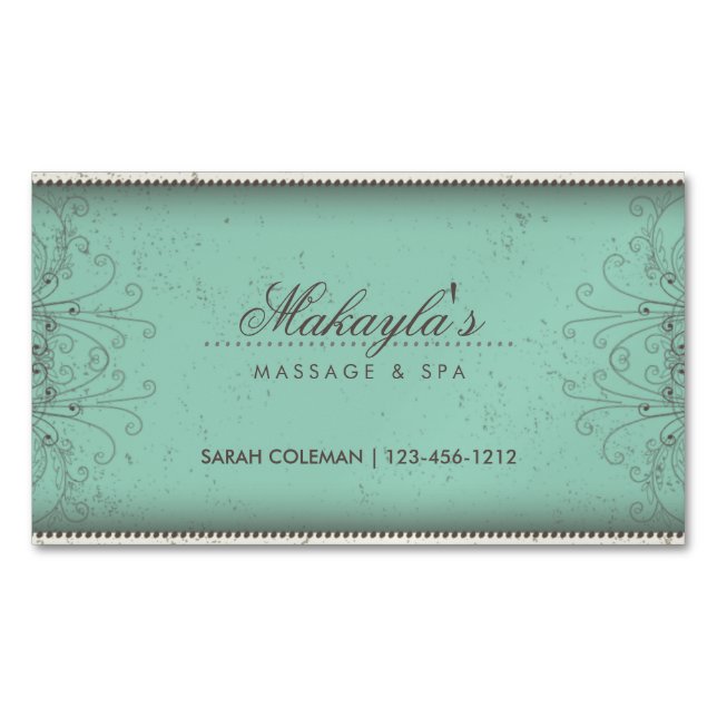 Blumenmuster-Damast-elegantes modernes nobles Magnetische Visitenkarte (Vorderseite)