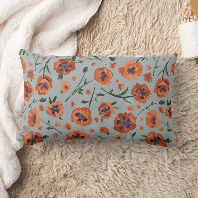 Blumenmuster-Dekoration Lendenkissen (Poppy Floral Pattern Decor Lumbar Pillow from Studio Posies.)