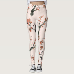 Blumenmuster der asiatischen Wasserfarbe Leggings
