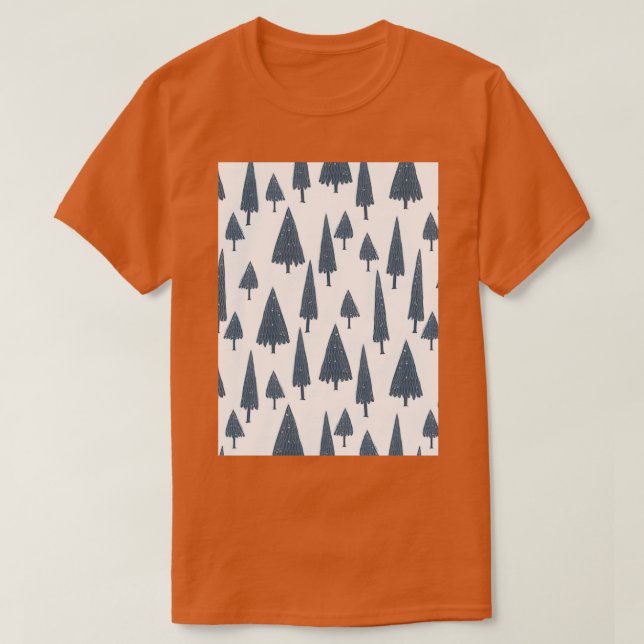 Blumenmuster der blauen Fichtenbäume im Winter T-Shirt (Design vorne)