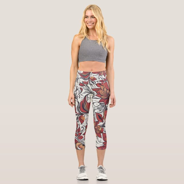 Blumenmuster der Blume Capri Leggings (Vorderseite)