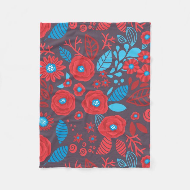 Blumenmuster der Doodle Fleecedecke (Vorderseite)