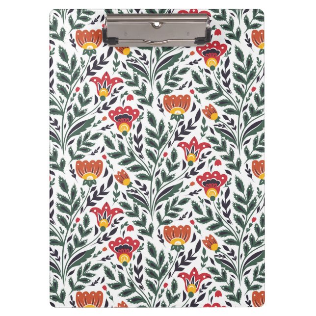 Blumenmuster der Folklorekunst Klemmbrett (Vorderseite)