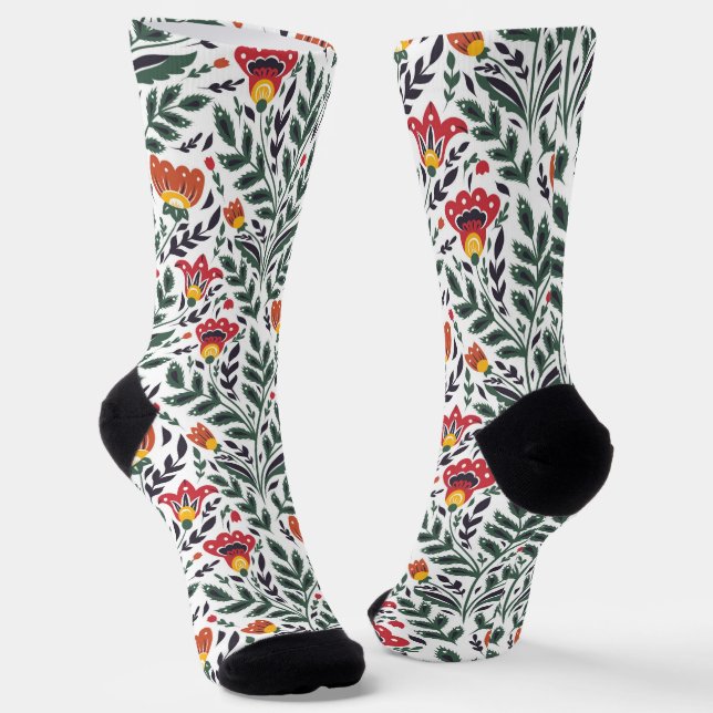 Blumenmuster der Folklorekunst Socken (Gewinkelt)