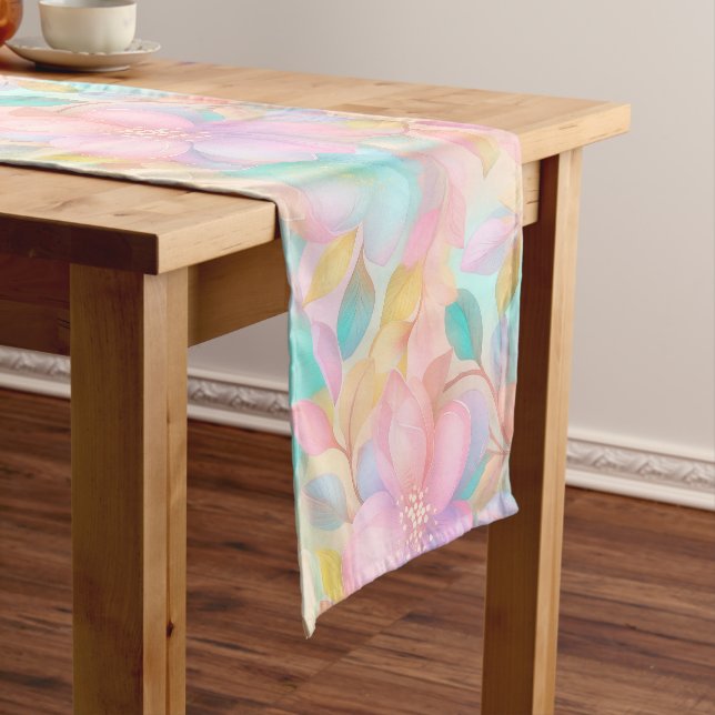 Blumenmuster der Pastelfeder 04 Kurzer Tischläufer (Beispiel)