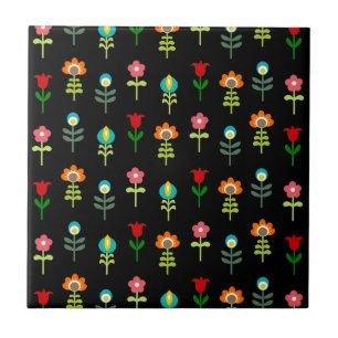 Blumenmuster der Retro-Folk Fliese
