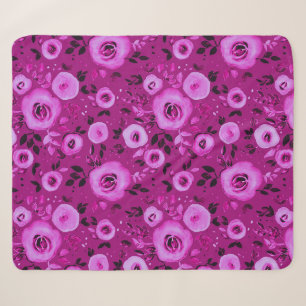 Blumenmuster der Wasserfarbe Berry Magenta Sherpadecke