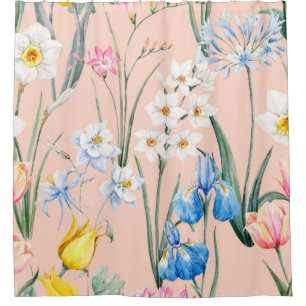 Blumenmuster der Wasserfarbe, botanische Erkrankun Duschvorhang