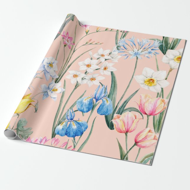 Blumenmuster der Wasserfarbe, botanische Erkrankun Geschenkpapier (Ungerollt)