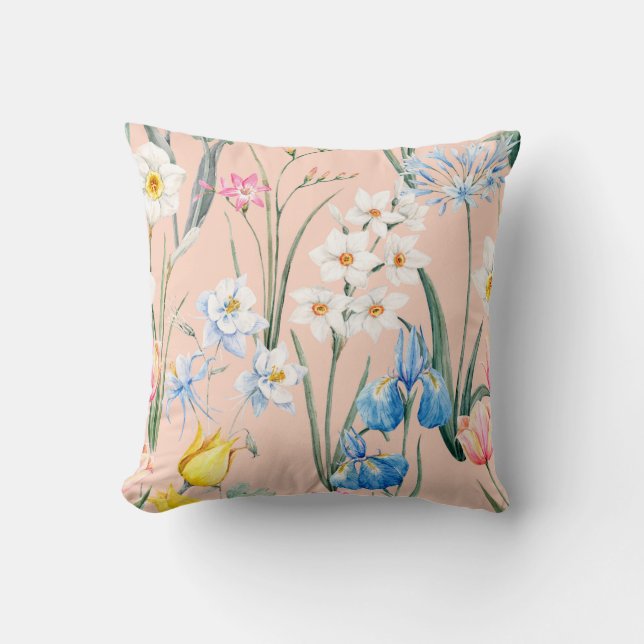 Blumenmuster der Wasserfarbe, botanische Erkrankun Kissen (Vorderseite)