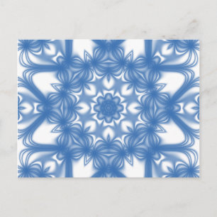 Blumenmuster des blauen Fraktals Postkarte