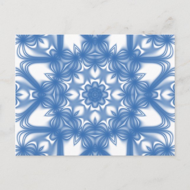 Blumenmuster des blauen Fraktals Postkarte (Vorderseite)