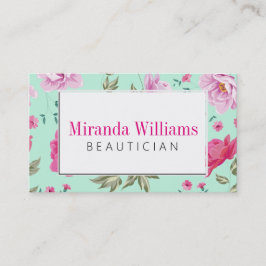 Blumenmuster des rosa Frühlinges des Türkises Visitenkarte